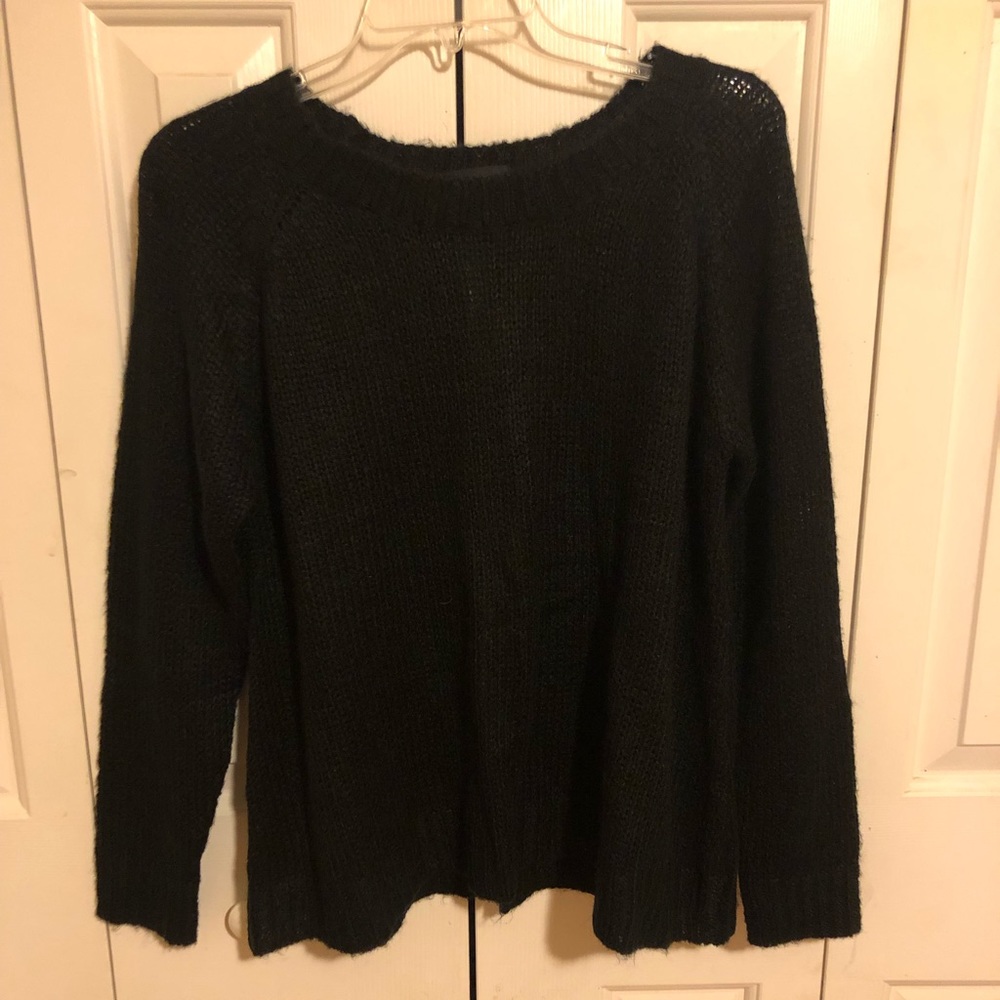 Black open back sweater